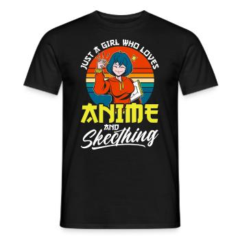 Just A Girl Who Loves Anime And Skecthing - Men's T-Shirt - black - Front - AI Model Male 178 light (178cm)