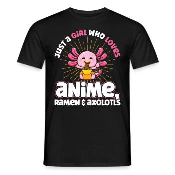 Just A Girl Who Loves Anime Ramen and Axolotls - Männer T-Shirt - Schwarz - Vorne - AI Model Male 178 light (178cm)