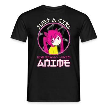 Just A Girl Who Really Loves Anime - Männer T-Shirt - Schwarz - Vorne - AI Model Male 178 light (178cm)