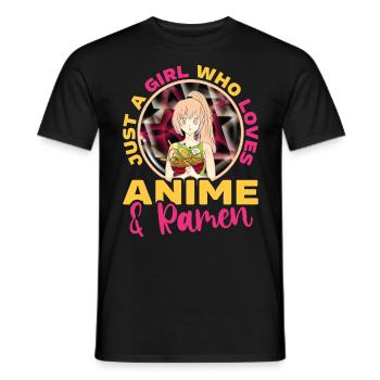 Just A Girl Who Loves Anime and Ramen - Men's T-Shirt - black - Front - AI Model Male 178 light (178cm)