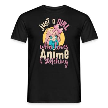 Just A Girl Who Loves Anime and Sketching - Men's T-Shirt - black - Front - AI Model Male 178 light (178cm)