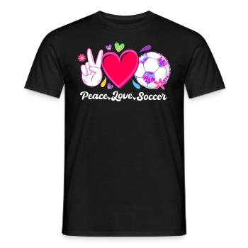 Peace Love Soccer - Männer T-Shirt - Schwarz - Vorne - AI Model Male 178 light (178cm)