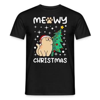 Meowy Christmas Cats Christmas - Men's T-Shirt - black - Front - AI Model Male 178 light (178cm)