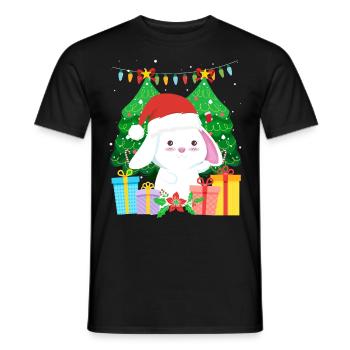 Niedlicher Haase Tannenbaum Weihnachten - Männer T-Shirt - Schwarz - Vorne - AI Model Male 178 light (178cm)