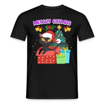 Meowy Catmas - Männer T-Shirt - Schwarz - Vorne - AI Model Male 178 light (178cm)