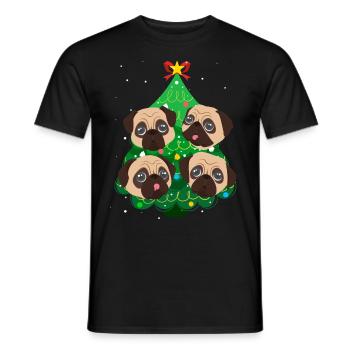 Mops Weihnachten Mops Hund Tannenbaum - Männer T-Shirt - Schwarz - Vorne - AI Model Male 178 light (178cm)