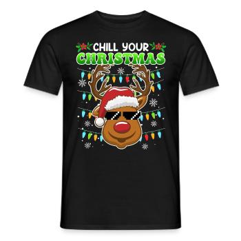 Chill your Christmas Christmas Reindeer - Men's T-Shirt - black - Front - AI Model Male 178 light (178cm)