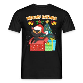 Meowy Catmas - Männer T-Shirt - Schwarz - Vorne - AI Model Male 178 light (178cm)