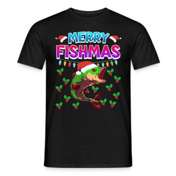 Niklaus Fish Noël Joyeux Fishmas - T-shirt homme - noir - Devant - AI Model Male 178 light (178cm)