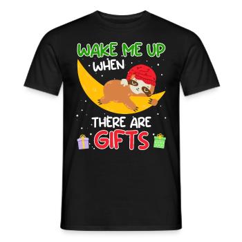 Weckt mich wenn es Geschenke gibt Faultier - Männer T-Shirt - Schwarz - Vorne - AI Model Male 178 light (178cm)
