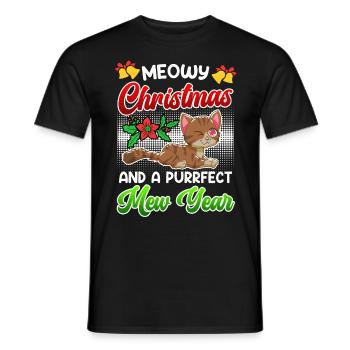 Miaou de Noël et une année purrfect - T-shirt homme - noir - Devant - AI Model Male 178 light (178cm)