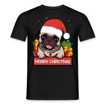 Mops Hund Hundebesitzer Merry Christmas - Männer T-Shirt - Schwarz - Vorne - AI Model Male 178 light (178cm)