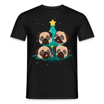 Mops Weihnachten Mops Hund Tannenbaum - Männer T-Shirt - Schwarz - Vorne - AI Model Male 178 light (178cm)