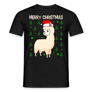 Lama Alpaga Joyeux Noël - T-shirt homme - noir - Devant - AI Model Male 178 light (178cm)