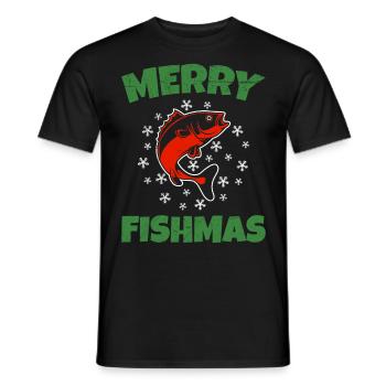 Joyeux Poissonnier Pêcheur Noël Crhistmas laids - T-shirt homme - noir - Devant - AI Model Male 178 light (178cm)
