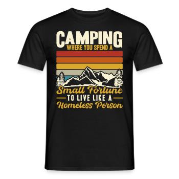Camping Where You Spend A Small Fortune - Men's T-Shirt - black - Front - AI Model Male 178 light (178cm)