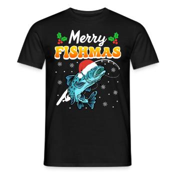 Merry Fishmas Angler Christmas Angel - Men's T-Shirt - black - Front - AI Model Male 178 light (178cm)
