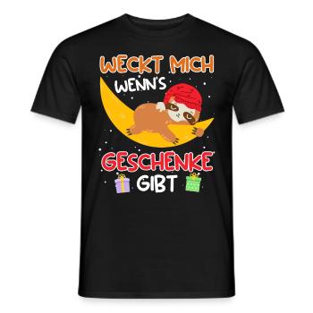 Weckt mich wenn es Geschenke gibt Faultier - Männer T-Shirt - Schwarz - Vorne - AI Model Male 178 light (178cm)