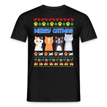 Miaou Noël moche Noël Weihnachten - T-shirt homme - noir - Devant - AI Model Male 178 light (178cm)