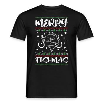 Joyeux Poissonnier Pêcheur Noël Crhistmas laids - T-shirt homme - noir - Devant - AI Model Male 178 light (178cm)