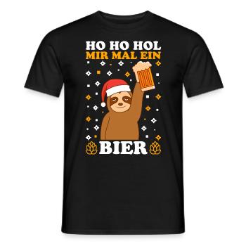 Ho Ho Hol mir mal ein Bier Faultier Nikolaus - Männer T-Shirt - Schwarz - Vorne - AI Model Male 178 light (178cm)