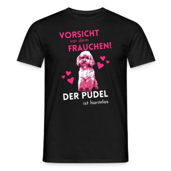 Damen Vorsicht vor Frauchen Pudel lustiges Hundemo - Männer T-Shirt - Schwarz - Vorne - AI Model Male 178 light (178cm)