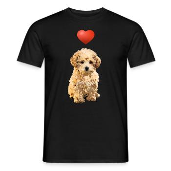 Pudel Hund Herz Cartoon Damen Herren Kinder süßes - Männer T-Shirt - Schwarz - Vorne - AI Model Male 178 light (178cm)