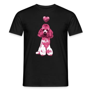 Pink Poodle Dog Heart Cute Dog Motif Vintage - Men's T-Shirt - black - Front - AI Model Male 178 light (178cm)