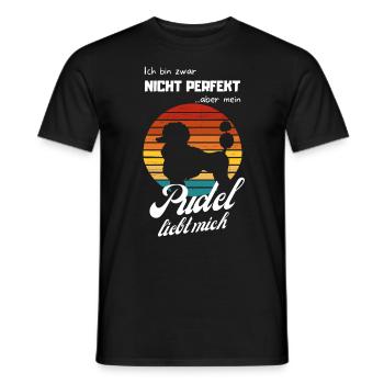 Mein Pudel liebt mich lustiges Hundemotiv Vintage - Männer T-Shirt - Schwarz - Vorne - AI Model Male 178 light (178cm)