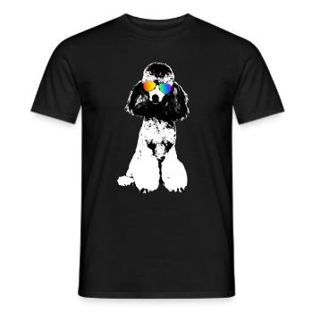 Caniche Chien avec Rainbow LGBTQ Lunettes de soleil Chiens - T-shirt homme - noir - Devant - AI Model Male 178 light (178cm)