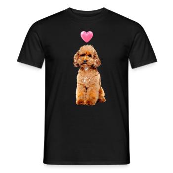 Caniche Chien Rose Coeur Mignon Chien Motif - T-shirt homme - noir - Devant - AI Model Male 178 light (178cm)