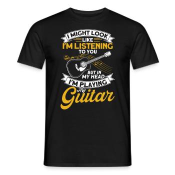 I might look like in listening to you guitar - Men's T-Shirt - black - Front - AI Model Male 178 light (178cm)