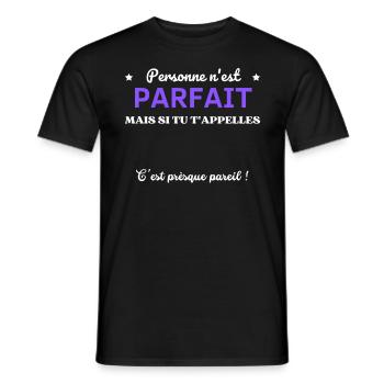 AJOUTEZ PRÉNOMS personalisable PERSONNE PARFAIT - T-shirt homme - noir - Devant - AI Model Male 178 light (178cm)