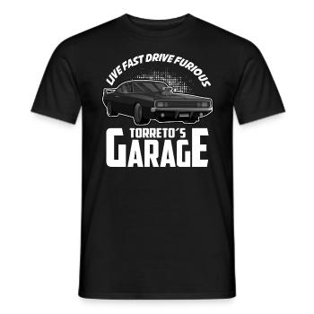 Toretto's Garage | Tuner Workshop - Men's T-Shirt - black - Front - AI Model Male 178 light (178cm)