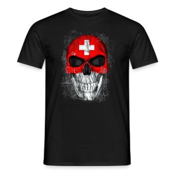 Totenkopf Schweiz - Männer T-Shirt - Schwarz - Vorne - AI Model Male 178 light (178cm)