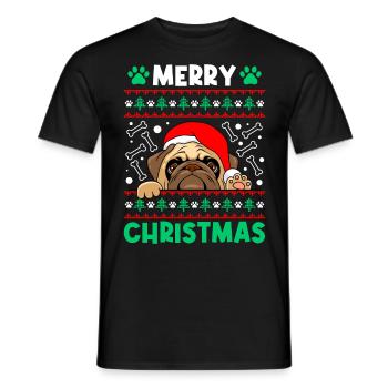 Funny Mops Christmas Pug Dog St. Nicholas - Men's T-Shirt - black - Front - AI Model Male 178 light (178cm)