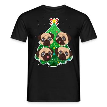 Mops Weihnachten Mops Hund Tannenbaum - Männer T-Shirt - Schwarz - Vorne - AI Model Male 178 light (178cm)