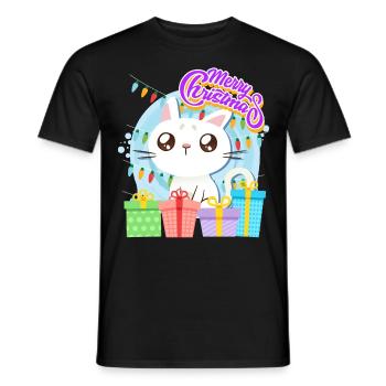 Merry Catmas Cats Children - Men's T-Shirt - black - Front - AI Model Male 178 light (178cm)