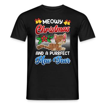 Miaou de Noël et une année purrfect - T-shirt homme - noir - Devant - AI Model Male 178 light (178cm)