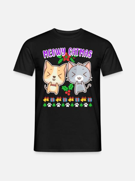 Meowy Catmas Katzenesitzer Kätzchen Katze - T-shirt herr - svart