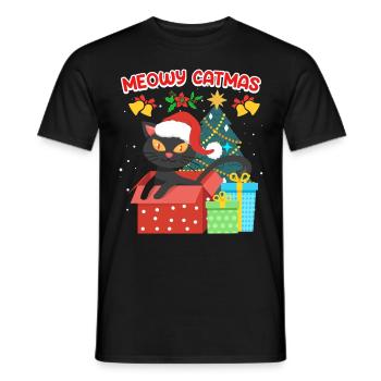 Meowy Catmas - Männer T-Shirt - Schwarz - Vorne - AI Model Male 178 light (178cm)