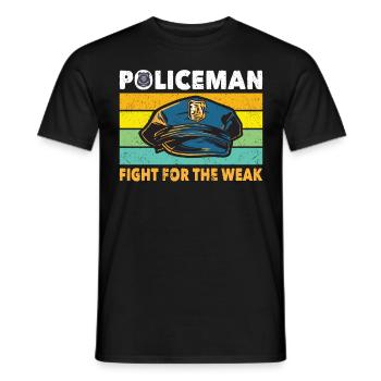 Polizist Policeman Fight For The Weak Polizei - Männer T-Shirt - Schwarz - Vorne - AI Model Male 178 light (178cm)