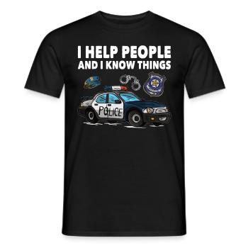 Polizist I Help People And I Know Things Polizei - Männer T-Shirt - Schwarz - Vorne - AI Model Male 178 light (178cm)