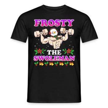 Bodybuilder Snowman Frosty the Swoleman - Men's T-Shirt - black - Front - AI Model Male 178 light (178cm)