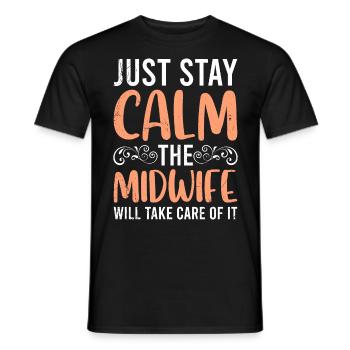 Restez calme la sage-femme régule la sage-femme - T-shirt homme - noir - Devant - AI Model Male 178 light (178cm)