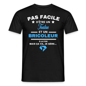 pas facile d'être Bricoleur et Tonton - T-shirt homme - noir - Devant - AI Model Male 178 light (178cm)