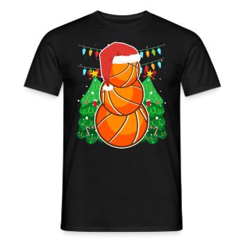 Basketball Snowman Basketball Player - Men's T-Shirt - black - Front - AI Model Male 178 light (178cm)