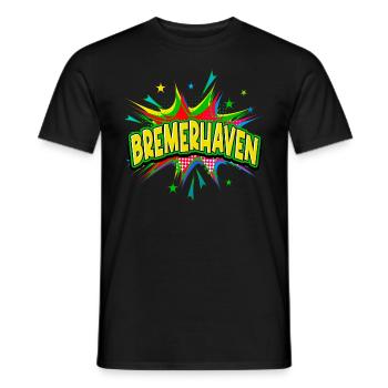 Bremerhaven Germany City Pop Art Comic Art - Men's T-Shirt - black - Front - AI Model Male 178 light (178cm)