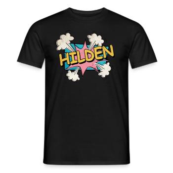 Hilden Germany City Font Pop Art Comic - Men's T-Shirt - black - Front - AI Model Male 178 light (178cm)