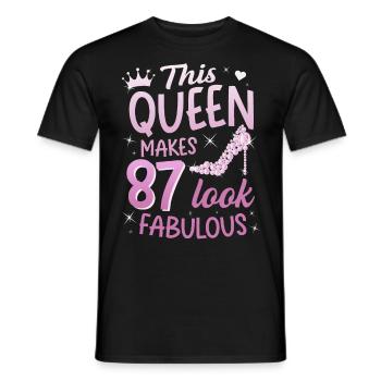 Cette reine fait 87 look Fabuleux 87e anniversaire - T-shirt homme - noir - Devant - AI Model Male 178 light (178cm)
